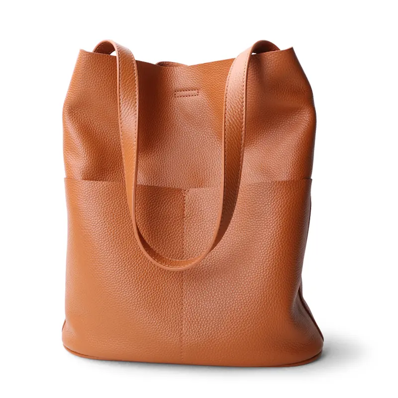 Handmade Custom Logo Women Luxury Genuine Real Leather Bag Tote Shopping Laptop Full Grain Cowhide Handbag for Lady Shoulder