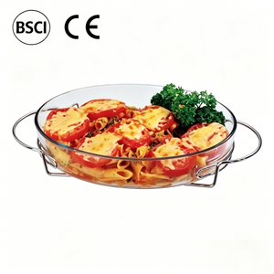 <span class=keywords><strong>Plat</strong></span> à four en verre borosilicate de haute qualité SABINEX avec poignée en acier inoxydable, <span class=keywords><strong>plat</strong></span> à four avec couvercle en verre, verre résistant au four - Product Image 1
