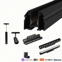 Système de rail d'éclairage magnétique 48V à LED linéaire encastré en aluminium pour plafond, idéal pour la maison, l'hôtel, le commerce et les magasins