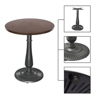 Table d'appoint ronde en bois de style industriel classique, base en fonte sculptée motif soleil pour les aménagements de cafés