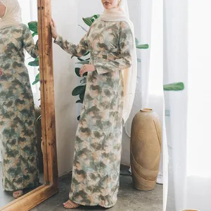 Custom High Quality Crew Neck Print Floral Vintage Modest Women Dresses Elegant Islamic Clothing Ladies Maxi Muslim Dresses