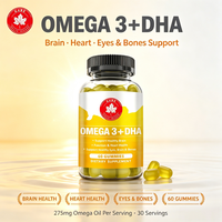 Gummies OEM Oméga 3 DHA 60 unités, poisson sauvage, sans reflux, pour cerveau, cœur, yeux, enfants, famille, personnalisables