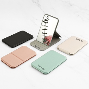 <strong>Mauri</strong> High Quality Folding White Pu Leather Pocket Mirror Custom Logo Portable Standing Travel Pu Compact Mirror for Make up - Product Image 1