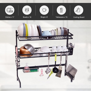 Estante de plástico compacto de metal para secar platos, escurridor plegable, organizador de pie para cocina, soporte para lavar platos - Product Image 4