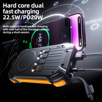 Chargeur solaire multifonction, batterie externe 65W, étanche, PD22.5W, charge rapide sans fil magnétique, double USB, micro USB, camping, voyage