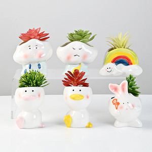 Vente en gros de pots à succulentes en céramique mignons et amusants en forme d'animaux pour la décoration de bureau, de maison et de bureau, cadeau - Product Image 1