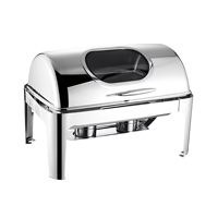 Plat Chauffant Luxe Haut de Gamme 9L en Acier Inoxydable avec Couvercle en Verre pour Service Traiteur et Buffet