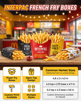 Boîtes à frites et chips Interpac imperméables et écologiques, 4,8x2x4,5 pouces, en papier résistant à la graisse, pour cafés et restaurants