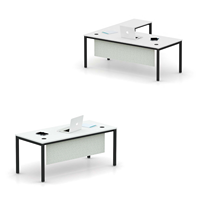 Bureau de travail modulaire contemporain 4 places en bois et aluminium avec tiroirs utilitaires - Poste de travail commercial pour salle de conférence |