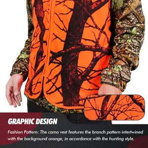 เสื้อกั๊กกลา<span class=keywords><strong>ง</strong></span>แจ้งสำหรับผู้ชาย, เสื้อกั๊กสำหรับ M-4XL สีส้มสำหรับเดินป่าตกปลาตั้<span class=keywords><strong>ง</strong></span>แคมป์ล่าสัตว์ - Product Image 5