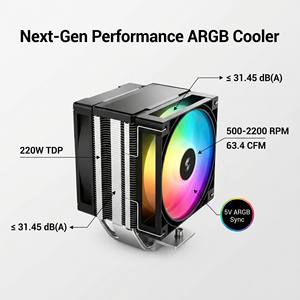 ดีพคูล AG400 ARGB ชุดระบายความร้อนซีพียูแบบลม 220W TDP ลูกปืนแบบ Fluid Bearing เสียงเบา สำหรับ LGA1700/1200/AM5/AM4 พัดลม PWM ขนาด 120 มม. ออกแบบมาอย่างพิถีพิถัน - Product Image 6