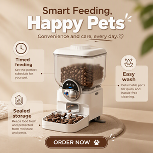 WLAN Smart Haustierfütterer mit <span class=keywords><strong>APP</strong></span>-Fernsteuerung, Zeitgesteuerter Quantitativer Aufladbarer Automatischer Katzen- und Hundefutterspender mit Schwenk-Neige-Kamera und Videofunktion - Product Image 1