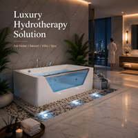 Baignoire de massage rectangulaire moderne en acrylique avec jets de surf pour hydrothérapie intérieure et bain relaxant pour salle de bain