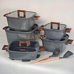 Original Induction 15-Piece Set <strong>Square</strong> Soup <strong>Pot</strong> for Blue Diamond Non-Stick Bakelite Gold-Plated Handle Foreign Cover Bottom - Product Image 5