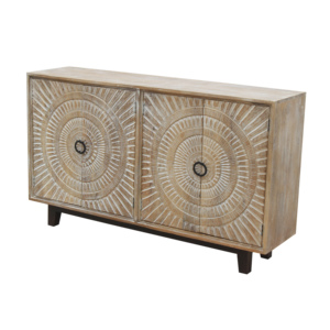 Buffet en bois massif de luxe avec plusieurs compartiments de rangement, meuble de salle à manger moderne au design élégant - Product Image 1