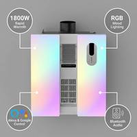 Ventilateur de plafond intelligent PTC avec chauffage et lumière 1800W, contrôlé par application, ventilateur de salle de bain avec lumière ambiante RGB et haut-parleur