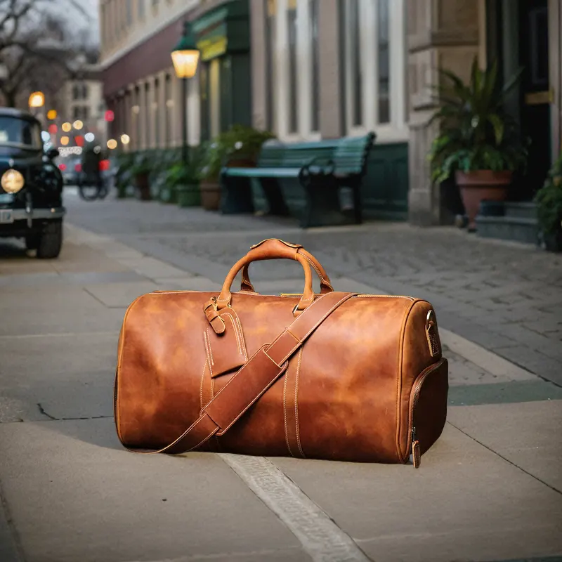 Borse da viaggio in pelle con Logo personalizzato fatte a mano borse da uomo da viaggio per la notte da fine settimana sportive da palestra borsa da viaggio in pelle all'ingrosso