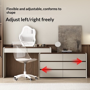 Lxyx Modern <b>Makeup</b> Vanity Desk With Lighted Mirror And Storage Drawers White Wood Finish Bedroom Furniture - Product Image 3
