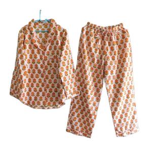 Floral Printed Women Night Suit 100% Cotton Long Sleeve Woven Shirt and <b>Pants</b> Soft Breathable Comfortable Summer Pajama Set - Product Image 1