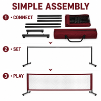 Kit de filet de pickleball portable avec filet résistant aux intempéries, tubes en acier détachables et sac de rangement pratique