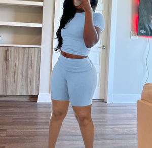 2025 estate nuovi set Casual comodi 2 pezzi completo da donna tinta unita Top a manica corta + abito Shorts - Product Image 4