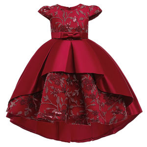Robe de princesse en satin de haute qualité pour l'été, tenue de fête pour enfants, robe de demoiselle d'honneur, robe de soirée occidentale formelle avec traîne pour anniversaire - Product Image 2