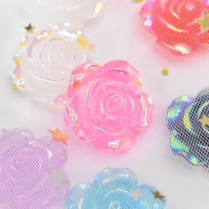 Cabochons plats en résine transparente AB en forme de fleurs de camélia et de roses pour bijoux faits main, coques de téléphone, épingles à cheveux et décorations capillaires - Product Image 2