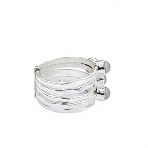 Anillo Artesanal de Plata de Ley 925 con Incrustaciones de Piedras de Luna Arcoíris Multicapa, Joyería Unisex en Capas, Proveedor Mayorista - Product Image 2