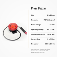Buzzer piézoélectrique actif 24V DC à alimentation interne C4220-2430PW100 42x20mm IP67 étanche 100dB 3000Hz Alarme intermittente avec support