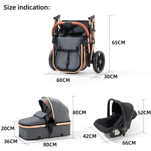Système de voyage pliable 3-en-1 de luxe 2025, poussette double légère avancée avec siège auto et berceau de jogging pleine grandeur - Product Image 3