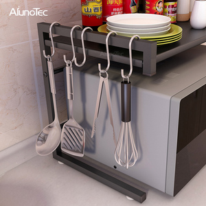 Estante negro soporte de Metal horno de <span class=keywords><strong>microondas</strong></span> soporte organizador de almacenamiento extensible cocina estante - Product Image 3
