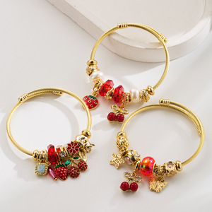 <span class=keywords><strong>Bracelet</strong></span> PFT tendance et polyvalent, motif cerise, papillon, fraise, pour femme, serti de diamants, réglable, <span class=keywords><strong>bracelet</strong></span> d'amitié - Product Image 1