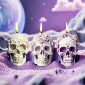 3D Skull Scented Candle Silicone Mold Halloween Decorative Plaster Ornament Mold Customizable Shape For DIY Candle Making Kits - Product Image 1