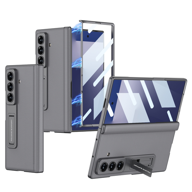 GKK for Z Fold 7 6 5 Clear PU Phone Case New Model Full Coverage Slim Stand Lightweight Wallet Function Shockproof Pure Color