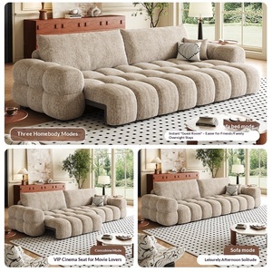 Canapé convertible multifonctionnel électrique en tissu chenille au design moderne, réglable et rétractable, à double usage intégré - Product Image 2