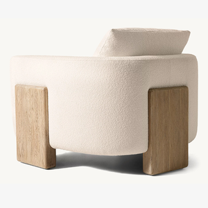 Fauteuil d'appoint de salon au design moderne avec cadre en bois massif de chêne/frêne et tissu, fauteuil simple - Product Image 2