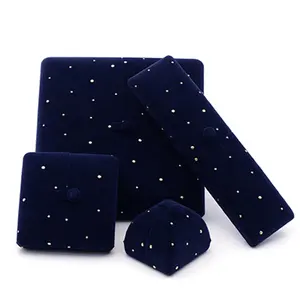 Double Button High-end Starry Sky Ring Necklace Earrings Bracelet Set Velvet Jewelry Box