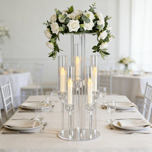 Centrotavola <span class=keywords><strong>in</strong></span> Acrilico con 5 Bracci da 60cm, Decorazioni per Feste, Candelabri <span class=keywords><strong>in</strong></span> Cristallo, Centrotavola per Matrimoni ed Eventi - Product Image 3