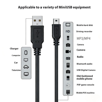 Câble de synchronisation et de charge USB A vers Mini 5P USB 2.0 blindé, 1m, conducteur en cuivre pur 28AWG, gaine en PVC pour appareil photo et terminal de point de vente