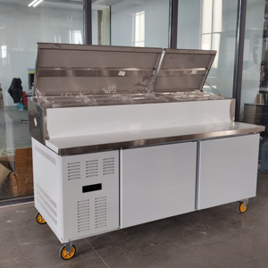 RTK-Stainless woor ثلاجة طاولة تحضير بيتزا متنقلة مع سطح طاولة/محطة تحضير بيتزا تجارية - Product Image 1
