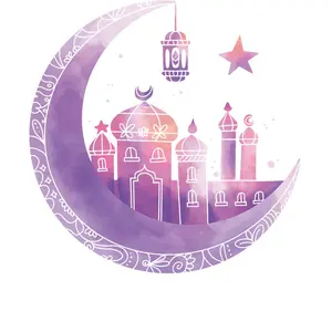 Self adhesive star and full moon wall decals with castle Islam ramadan mubarak stickers for kids bedroom