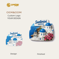 Aimants de réfrigérateur personnalisés en résine 3D Santorin Grèce, souvenirs de voyage, autocollants magnétiques pour la décoration de la maison et de la cuisine, cadeau