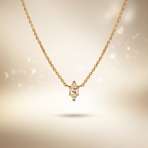 Collar de Diamantes con Corte Marquesa en Oro Amarillo de 18k para Mujer, Minimalista, para Uso Diario, Hecho a Mano y Personalizado - Product Image 1