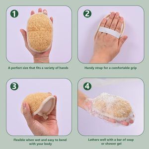 Éponge à vaisselle longue et simple 100% naturelle en loofah, brosse de nettoyage corporel, éponge loofah biologique pour l'élimination des peaux mortes, marque privée - Product Image 3