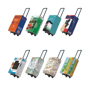 Quality Supplier Cardboard Carton Paper Advertising Pos Box With Wheel Display Trolley Bag For Exhibition