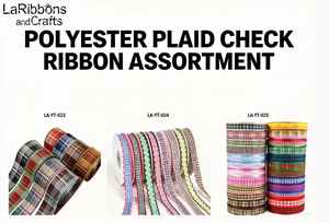 Assortiment de rubans à carreaux en polyester pour emballage de boîtes cadeaux, vente en gros d'usine, 100 yards par rouleau - Product Image 4