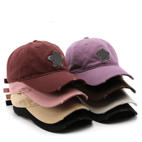 Gorra de Béisbol Vintage de Algodón Lavado con Borde Curvo Desgastado, Logotipo de Parche, Casual, Suave, Protección Solar para Exteriores, para Hombres y Mujeres