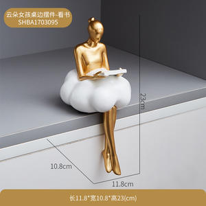 Statues et Statues Sculptures et Statuettes dorées Figurines pour intérieur Kawaii Room Decor Accessoires de bureau Décor de mariage - Product Image 5
