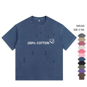 T-shirt tissé délavé style vintage 2025 100% Coton Écologique Coupe Ample Tendance Manches Courtes Streetwear Rétro Effet Usé Décontracté - Product Image 1