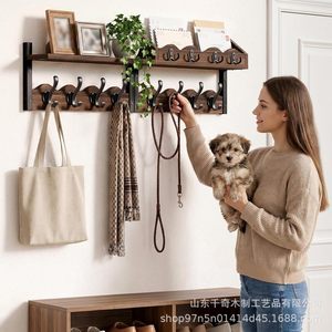 Wooden Coat Rack Wall Mounted 4 In 1 Multifunction Entryway Organizer With <b>Shelf</b> <b>Hooks</b> For Clothes Keys Bags And Mail - Product Image 4